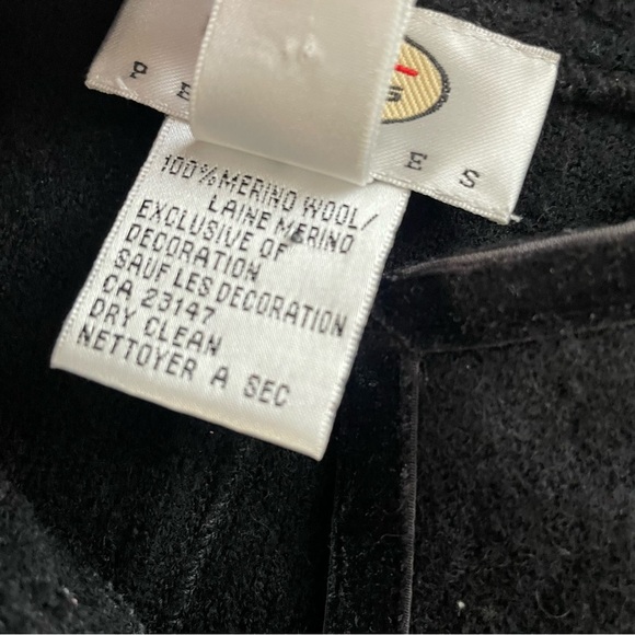 Vintage Talbots 100% Merino Wool Button Down Jacket Short High Collar Black - Picture 8 of 9